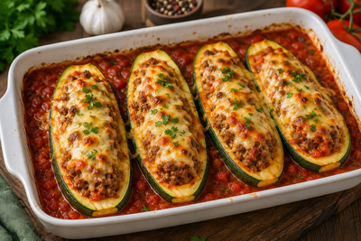 Gefüllte Zucchini mit Hackfleisch